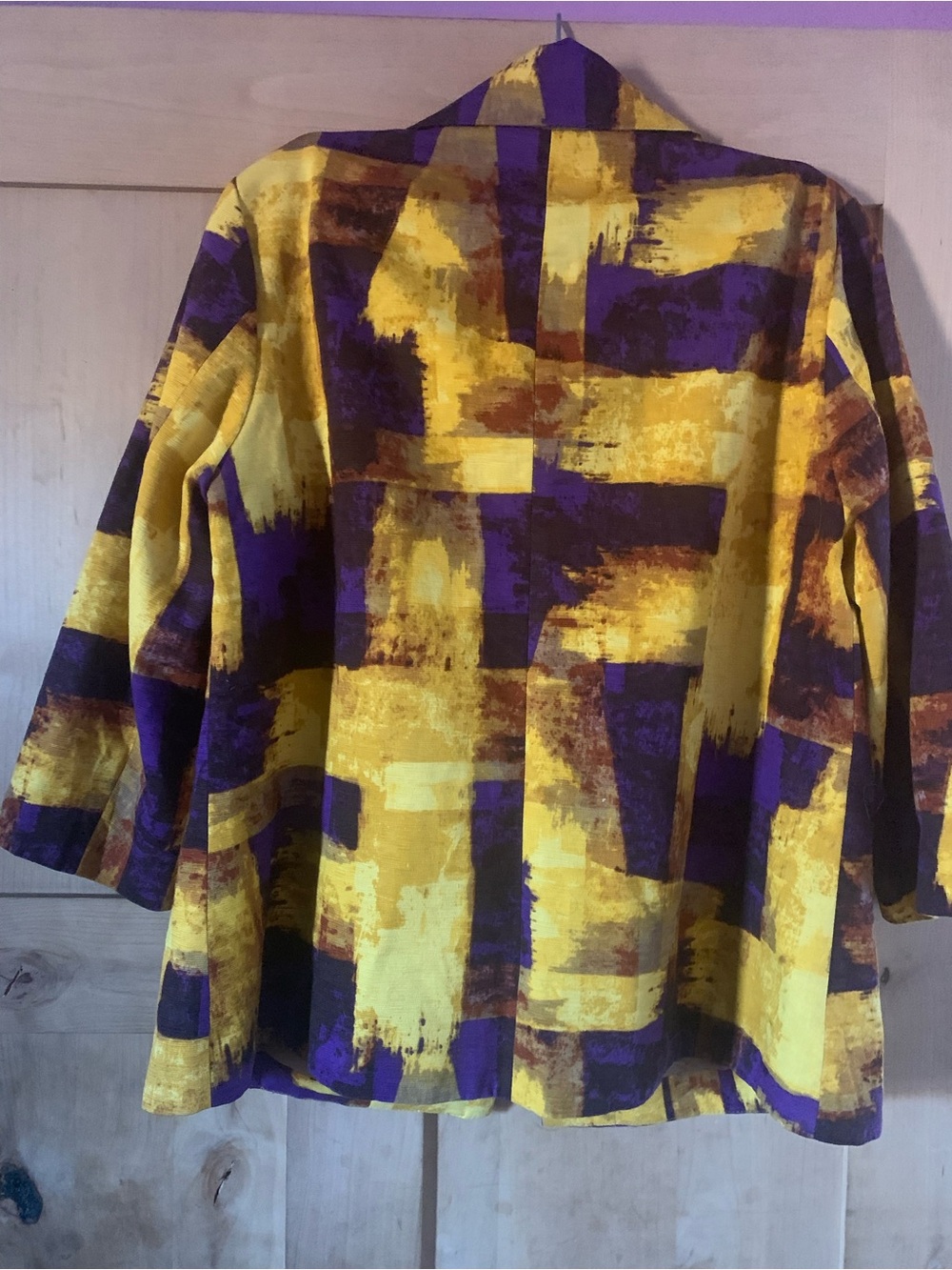 Vintage Women’s Coldwater Creek Yellow and Purple Brushstroke Top - Picture 2 of 9